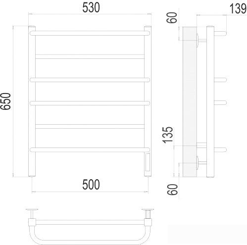 Фото Полотенцесушитель TERMINUS Евромикс П6 500x650 нп электро