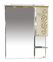 Бабочка - 90 Зеркало-шкаф прав.(свет) бежевое патина Л-Баб04090-033СвП