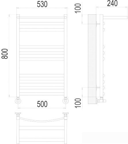 Фото Полотенцесушитель TERMINUS Енисей П10 500x800 с полкой нп