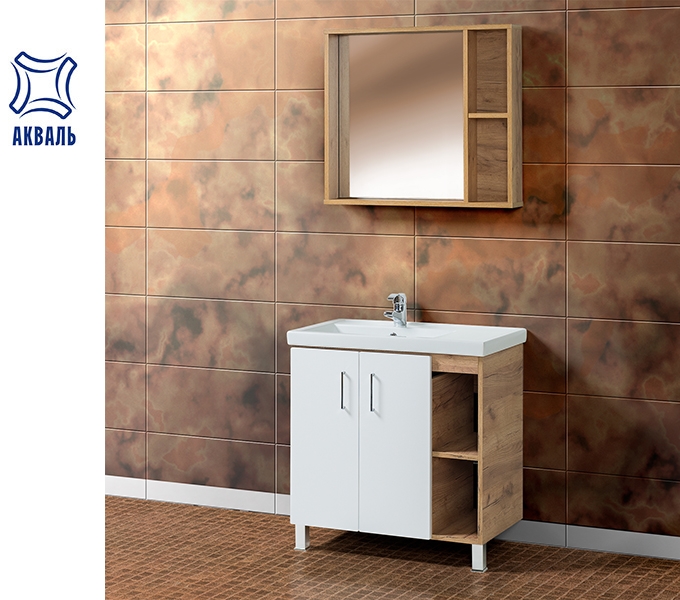 Набор АКВАЛЬ ЛОФТ 80 с зеркалом ЛОФТ 80