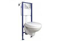 Cersanit DELFI c инст. VECTOR, унитаз c сиденьем, кнопкой Movi матовый хром