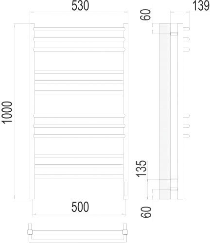 Фото Полотенцесушитель TERMINUS Соренто П12 500x1000 электро