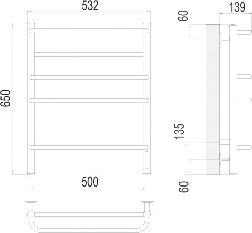 Фото Полотенцесушитель TERMINUS Евромикс П6 электро (500х650)