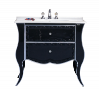 АНЖЕЛИКА 100 Тумба черная с серебром с 2 ящ./столешница Л-Анж01100-4212Я