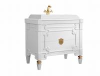 КАСТИЛИЯ Н 100-02, Белый глянцевый поталь золото (110) тумба Белюкс под умывальник (4810924250216)