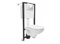 Cersanit DELFI c инст. BLACK, унитаз c сиденьем, кнопкой Leon глянцевый хром