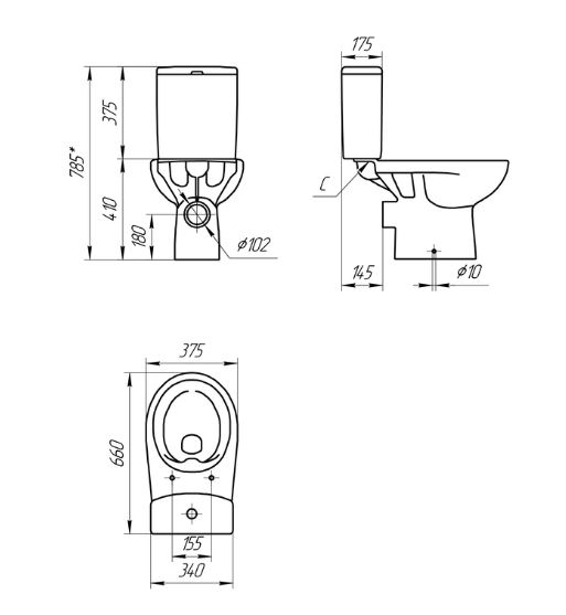 Cersanit NATURE Clean On 011 унитаз Компакт напольный [S-KO-NTR011-3/5-COn-DL-w]
