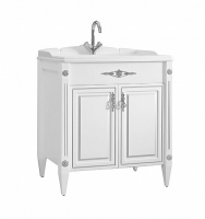 ИМПЕРИЯ Н 85 Белый матовый с серебряной патиной (64) тумба Белюкс под умывальник (4810924220974)