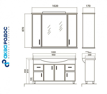 Набор Аква Родос АССОЛЬ 100 Мебель для ванной комнаты Фото