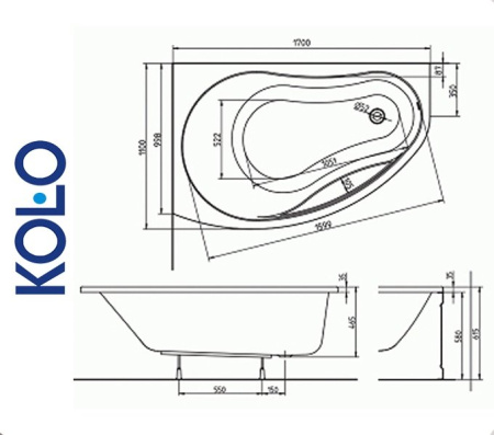 Ванна асимметричная Kolo PROMISE 170x110 Фото