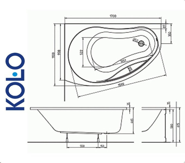 Фото Ванна асимметричная Kolo PROMISE 170x110