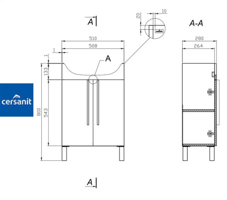 ARTECA 55 тумба Cersanit под умывальник (S624-004-DSM)