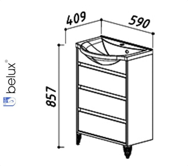 ЛИРА ЛР-600 Белюкс. Умывальник мебельный к тумбе.