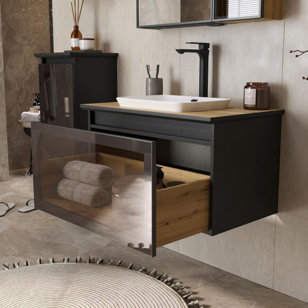 Strong 80.1Y тумба EQUIL [tpSTRONG80.1Y-35.36], Дуб черный/Дуб эвок, со столешницей