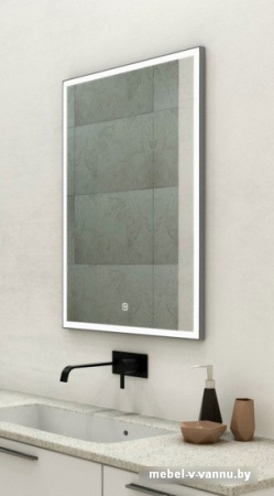 Континент Зеркало Frame Silver Led 80x100 (нейтральная подсветка)