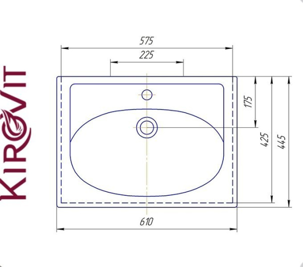 КАЛИПСО 60 Kirovit. Умывальник мебельный к тумбе.