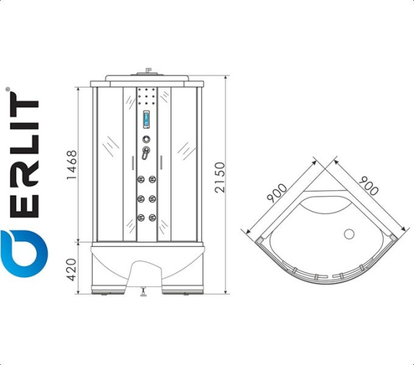 Фото Душевая кабина ERLIT ER 4509TP-C4 для ванной комнаты