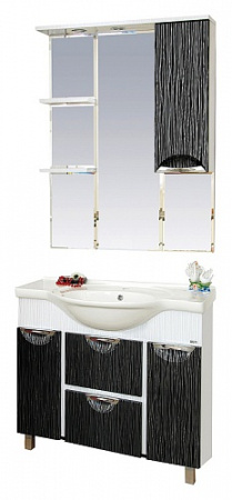 Лорд - 85 зеркало-шкаф (свет) прав.(комб.бело-черн П-Лрд04085-232СвП Фото