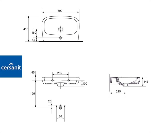 FACILE 60 Cersanit. Умывальник мебельный к тумбе.