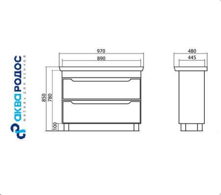 АВАЛОН 100 тумба Аква Родос с умывальником BELO 97 (АР0001670)