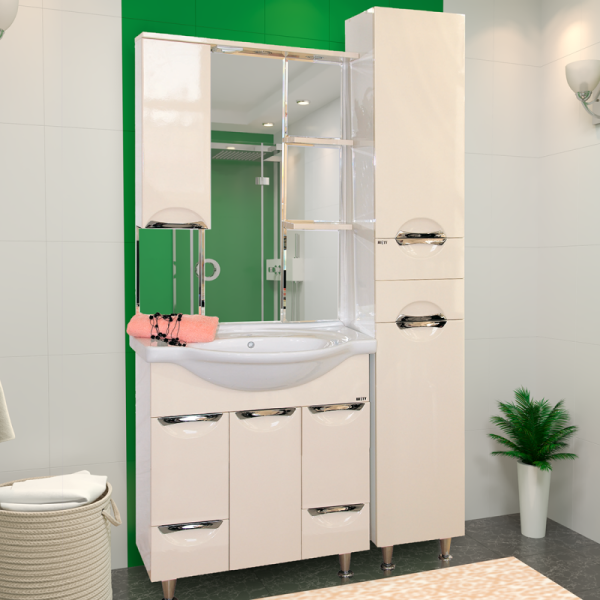 Фото Жасмин - 85 Зеркало - шкаф лев. (свет) БЕЖ. Краска П-Жас02085-031СвЛ