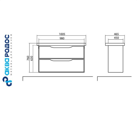 ВЕНЕЦИЯ 100 подвесная тумба Аква Родос с умывальником ПИНТО 100 (АР0001381)