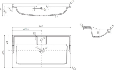 ФАБИА 80 Aquaton. Умывальник мебельный к тумбе. (1A708031FB010)