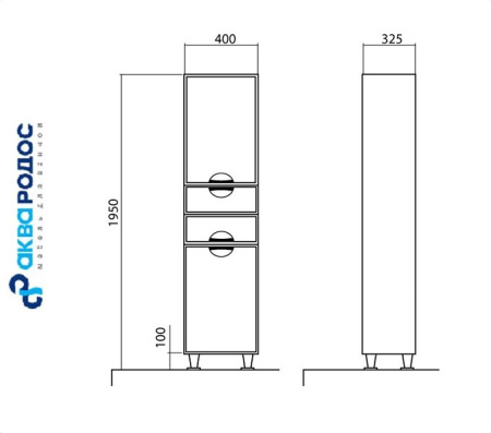ГЛОРИЯ 40 05GLP (L) шкаф-пенал Аква Родос (000000082)