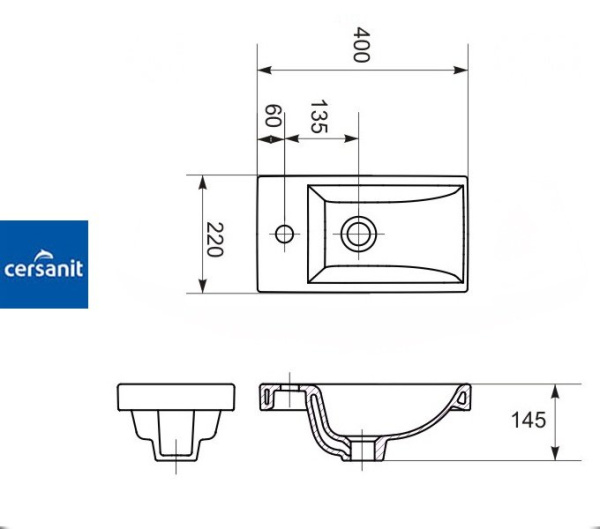 COMO 40 Cersanit. Умывальник мебельный к тумбе.