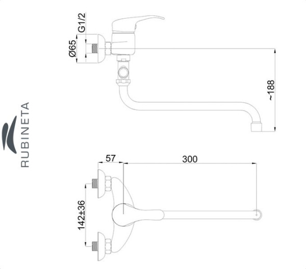 Фото Rubineta P-12/S для ванны настенный