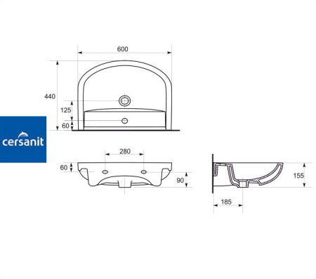 ARTECO 60 Cersanit. Умывальник мебельный к тумбе.