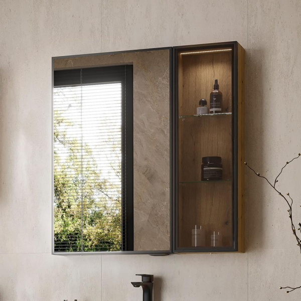 Strong 50.1D зеркало-шкаф EQUIL [szSTRONG.LED.50.1D.R], Дуб черный