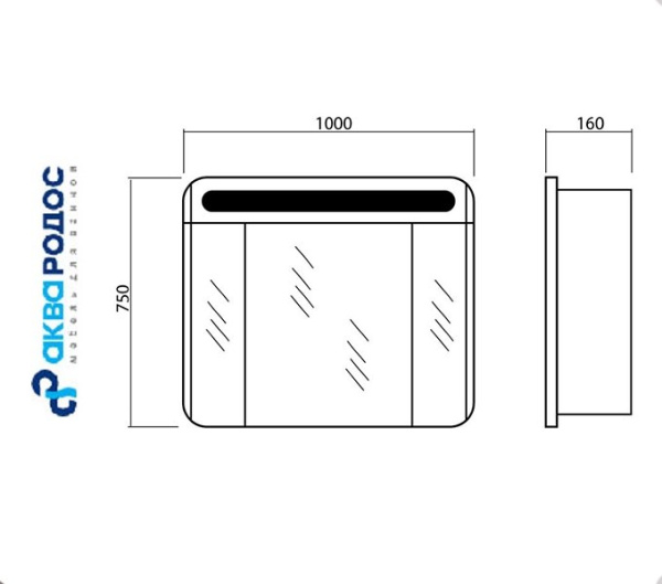 АВАЛОН 100 зеркало-шкаф Аква Родос (АР0001549)