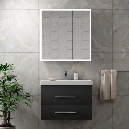 Мебель для ванных комнат Континент Шкаф с зеркалом Reflex LED 80x80