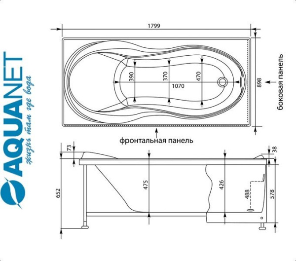 Ванна  прямоугольная Акванет GRENADA  180