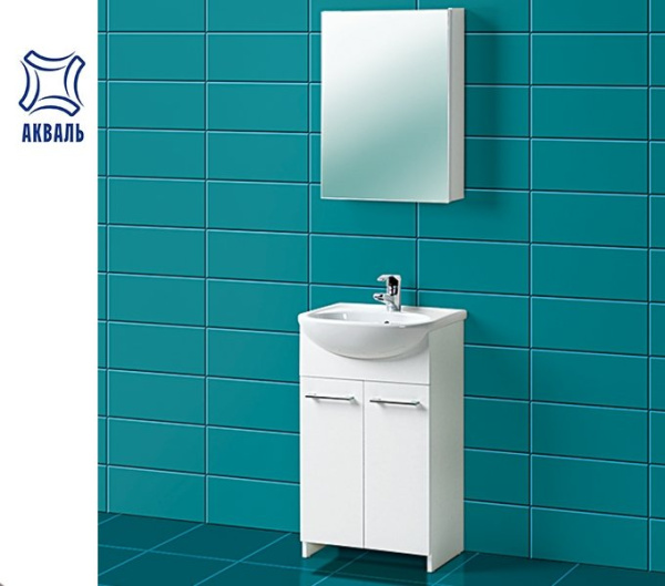 Набор АКВАЛЬ КАРИНА 50 белый с зеркалом ПАОЛА 50