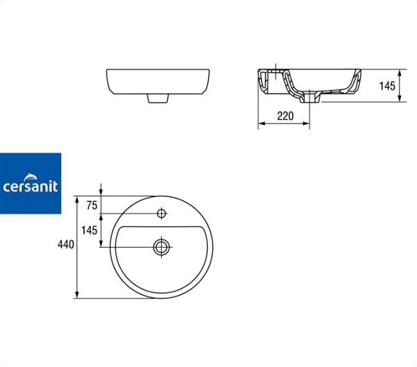 CASPIA  RING 44 Cersanit. Умывальник мебельный к тумбе.