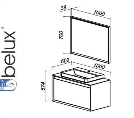 Набор Белюкс ВАЛЕНСИЯ 1000 Мебель для ванной комнаты
