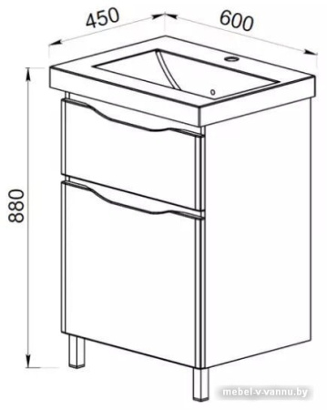 ЛАТТЭ 60 [41.36 (1)] АВН Тумба под умывальник Como 60