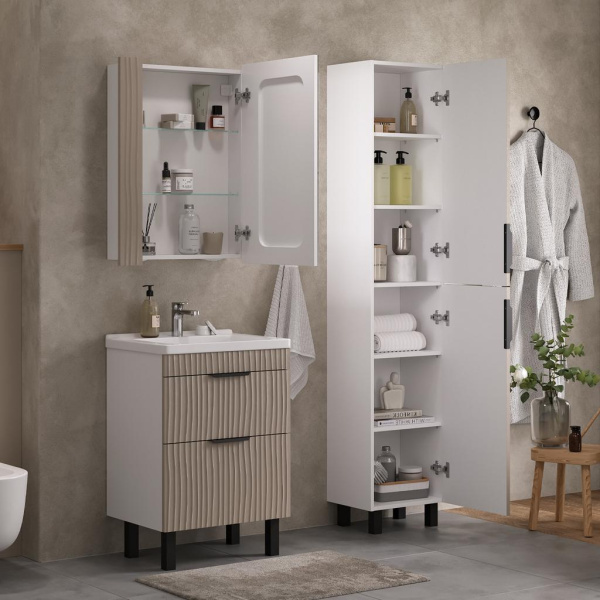 Lotty LED 60 зеркало-шкаф VOLNA [szLOTTY60.R-13], правый, Латте