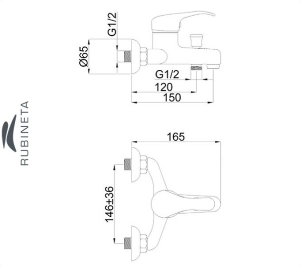 Фото Rubineta Y-10/K для ванны настенный