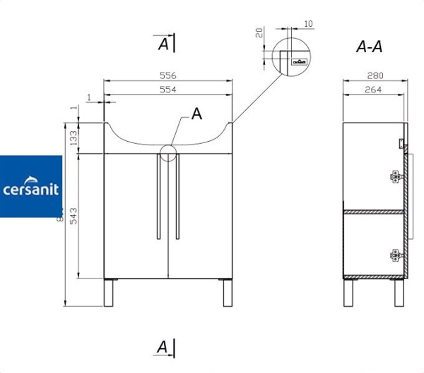 Фото ARTECA 60 тумба Cersanit под умывальник (S624-005-DSM)