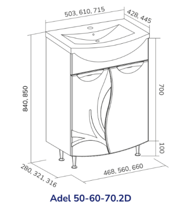 Adel 50.2D (Ладога) тумба VOLNA [tnADEL50.2D-01]