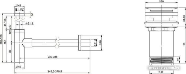 Сифон Wellsee Drainage System 182119004 (сифон, выпуск, хром)