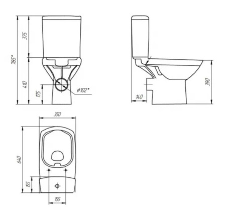 Cersanit CARINA New Clean On 011 унитаз Компакт напольный [S-KO-CAR011-3/5-COn-S-DL-w]