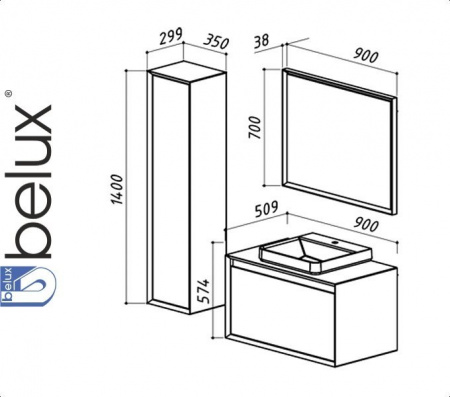 Набор Белюкс ВАЛЕНСИЯ 900 Мебель для ванной комнаты Фото