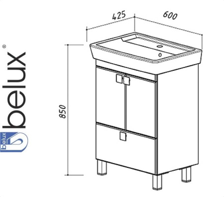 ИМПУЛЬС Н 55-01 (1) тумба Белюкс под умывальник (4810924199225) Фото