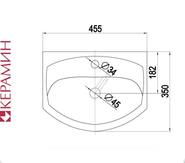 ЛИДЕР 45 Керамин. Умывальник мебельный к тумбе. (CDB00022876)