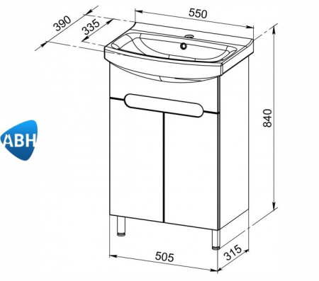 АНСИ 55 тумба АВН Asomare под умывальник (96.01) Фото