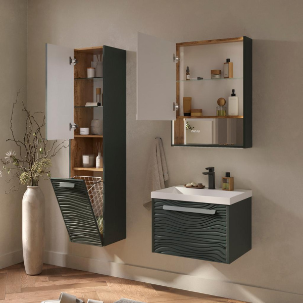 Gleam 36 Пенал подвесной EQUIL [ppGLEAM36-34] с корзиной, Зеленый камень/Дуб вотан